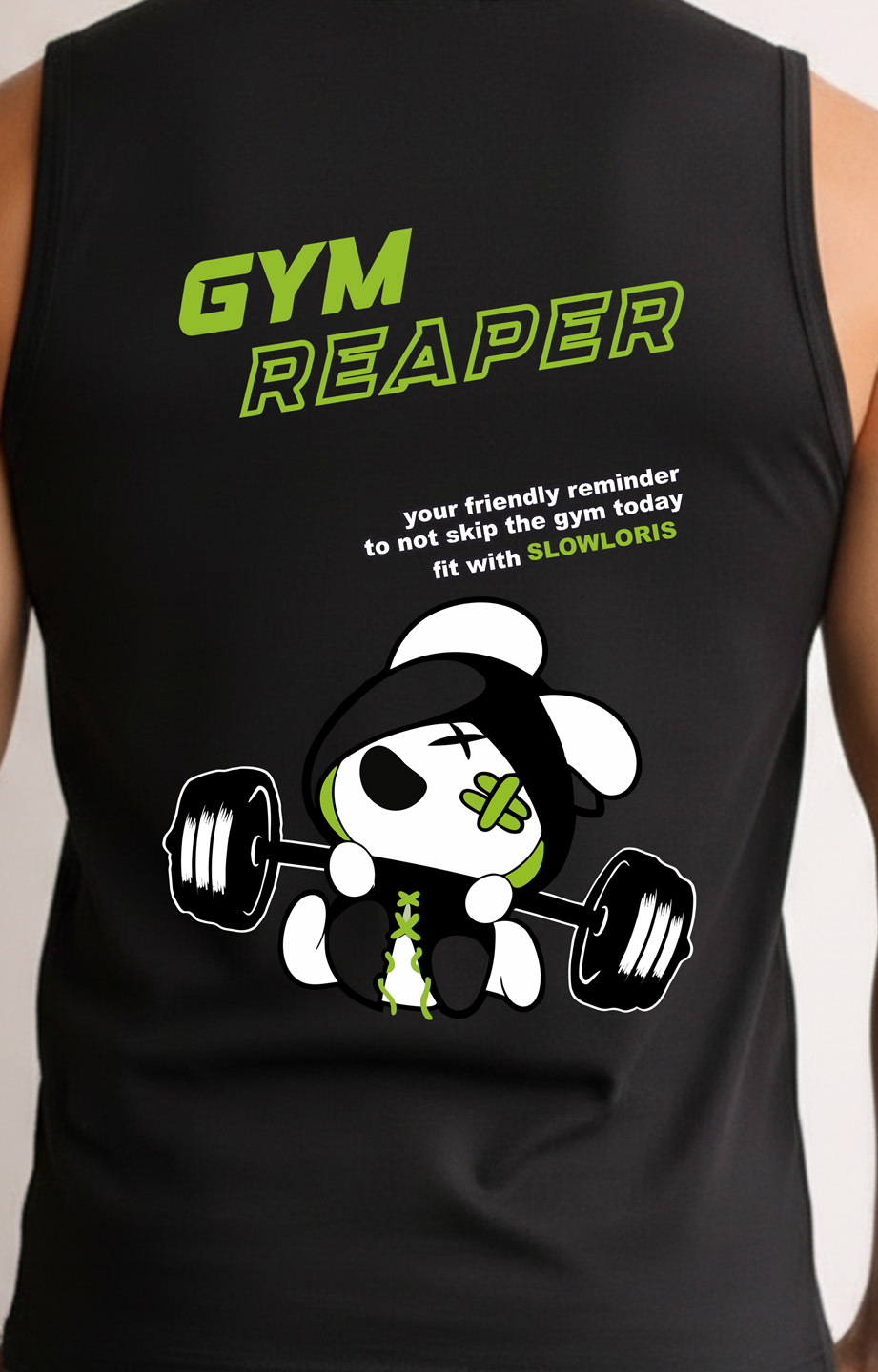 SL-26-BCK/FRT-GYM-BLK-M Neck Shot