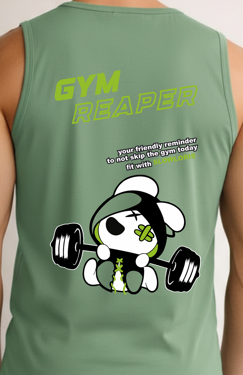 SL-26-BCK/FRT-GYM-LGTGRN-M Neck Shot