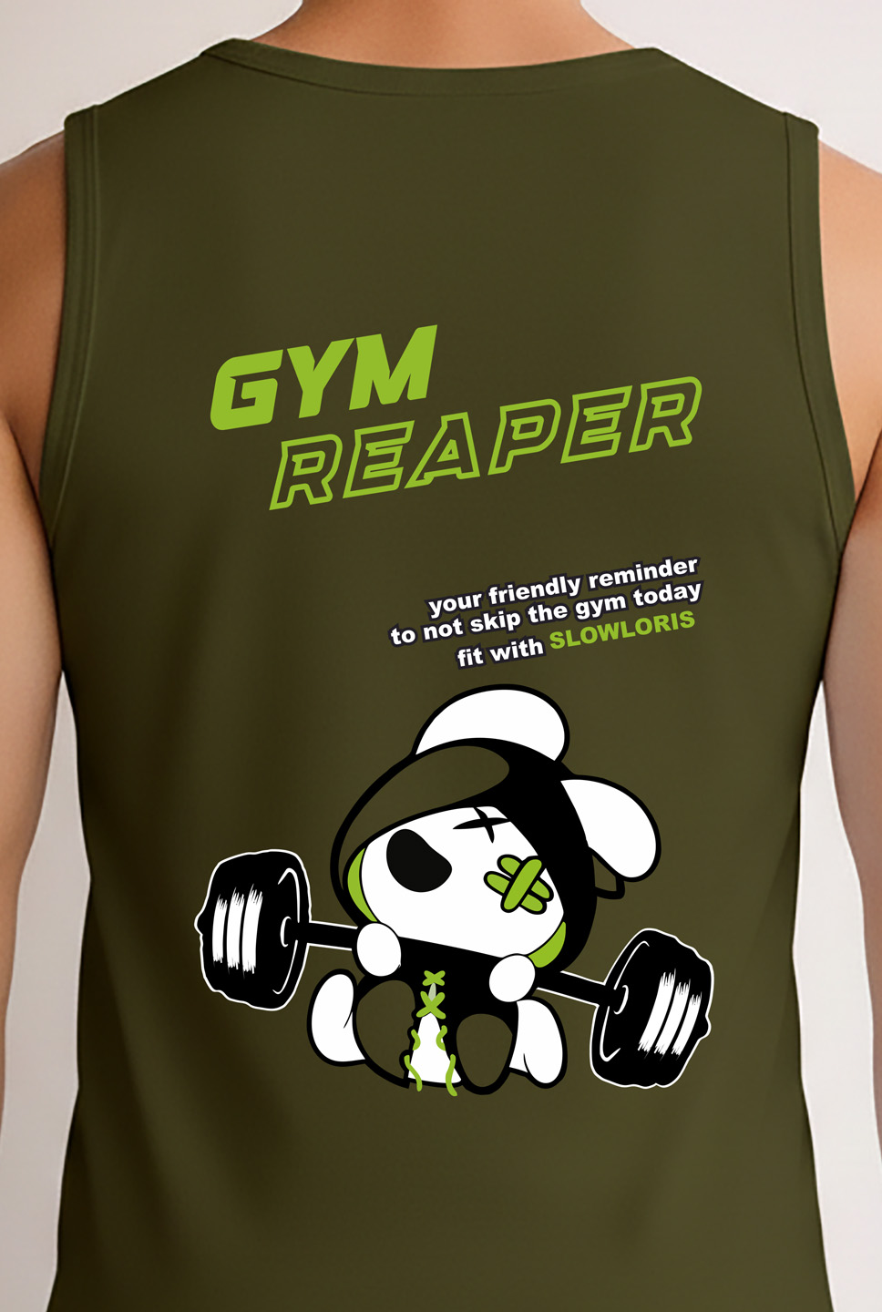 SL-26-BCK/FRT-GYM-OLV-M Neck Shot