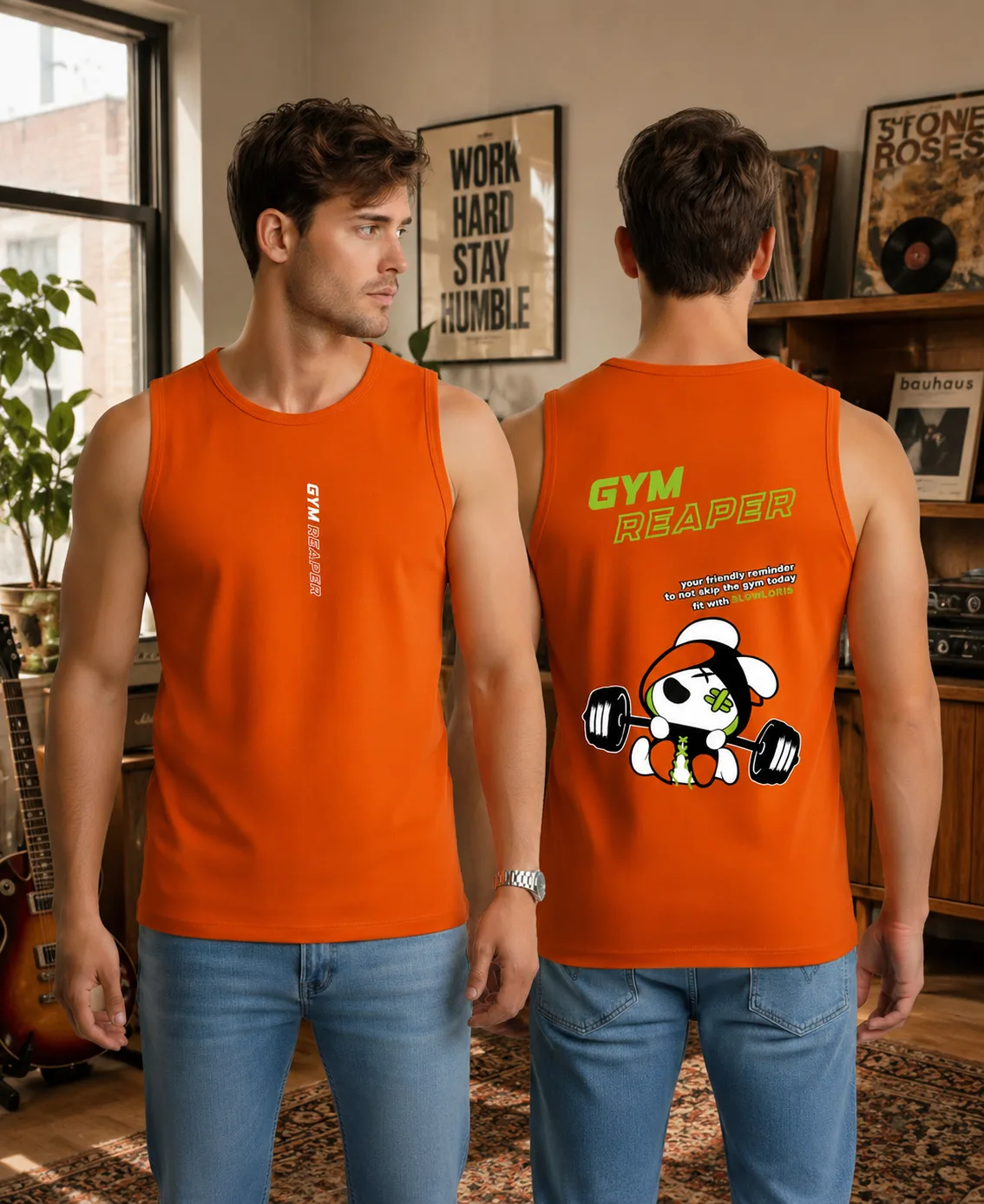 SL-26-BCK/FRT-GYM-ORNG-M Front View