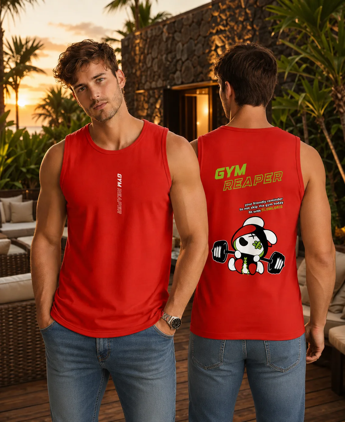 SL-26-BCK/FRT-GYM-RED-M Front View