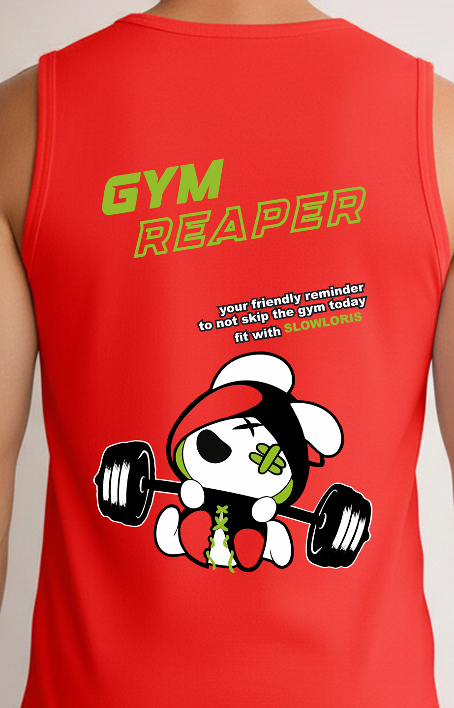SL-26-BCK/FRT-GYM-RED-M Neck Shot