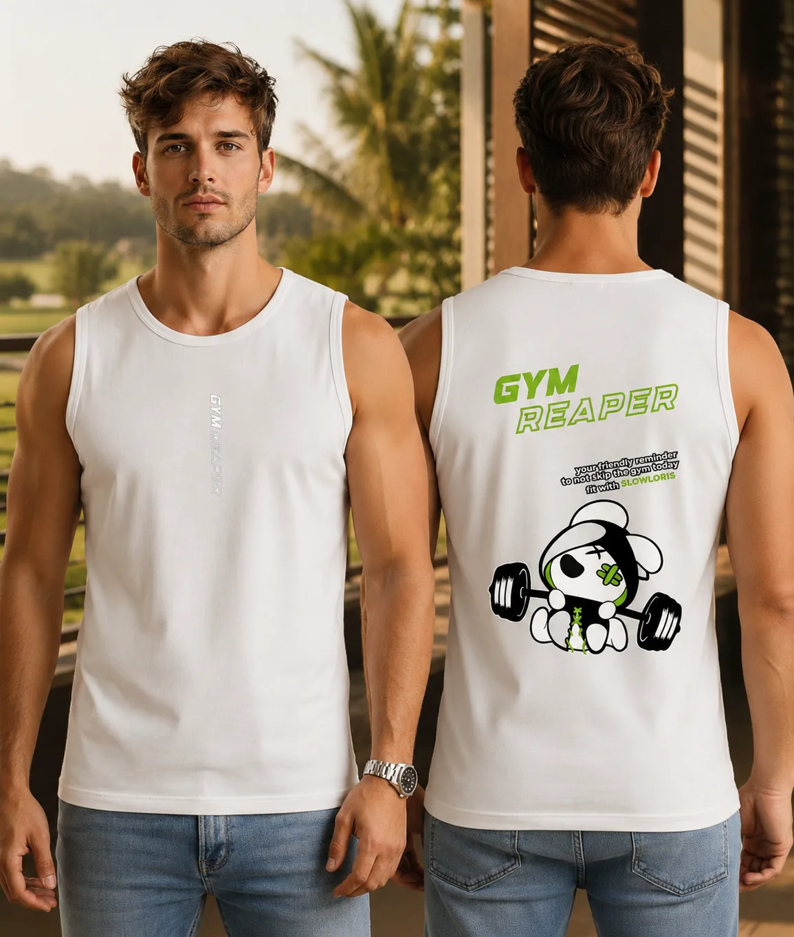 SL-26-BCK/FRT-GYM-WHT-M Front View