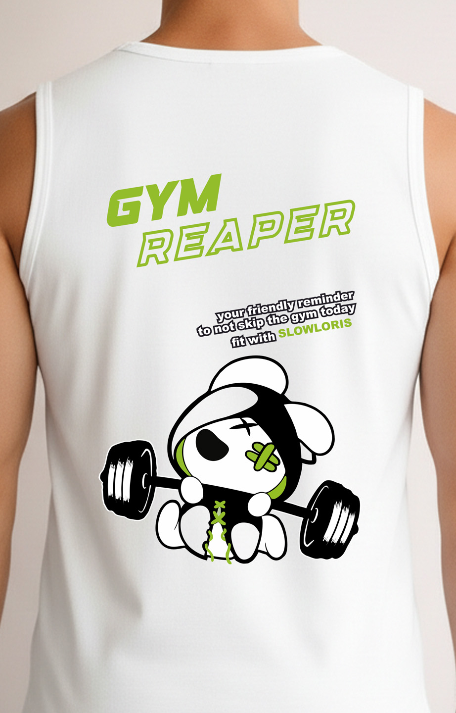 SL-26-BCK/FRT-GYM-WHT-M Neck Shot
