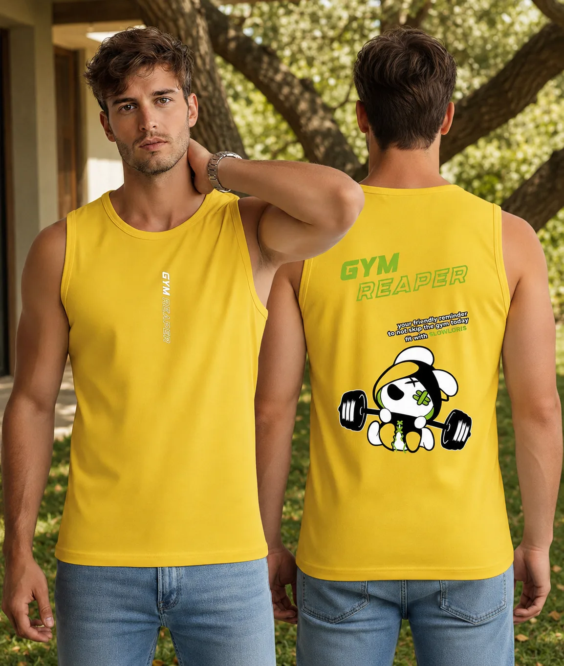 SL-26-BCK/FRT-GYM-YLW-M Front View